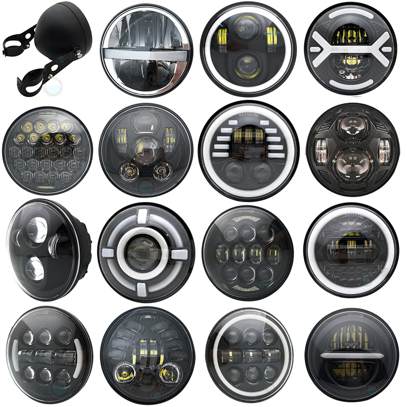 5.75 インチ LED ヘッドライト DRL エンジェル アイフォー ダイナ ソフテイル スポーツスター 883 XL883 FXCW 5 3/4 インチ LED DRL プロジェクター バイク ヘッドランプ