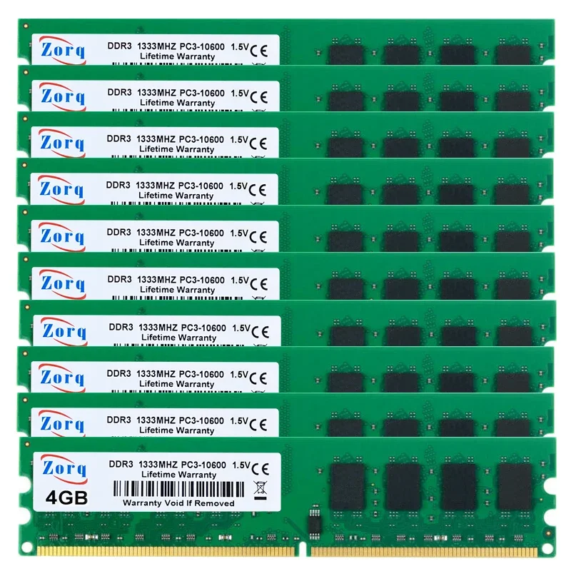 10枚セット DDR3 4GB 8GB 1333MHz 1666MHz PC3-10600 DIMM デスクトップPC用RAM 240ピン 1.5V NON ECC 卸売価格 デスクトップメモリ