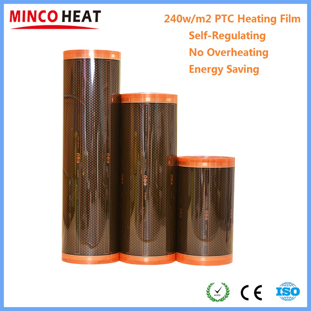MINCO HEAT グラフェン PTC 加熱フィルム自己調整赤外線電気暖かい床暖房システム 220 〜 240W/m2 カーボン箔