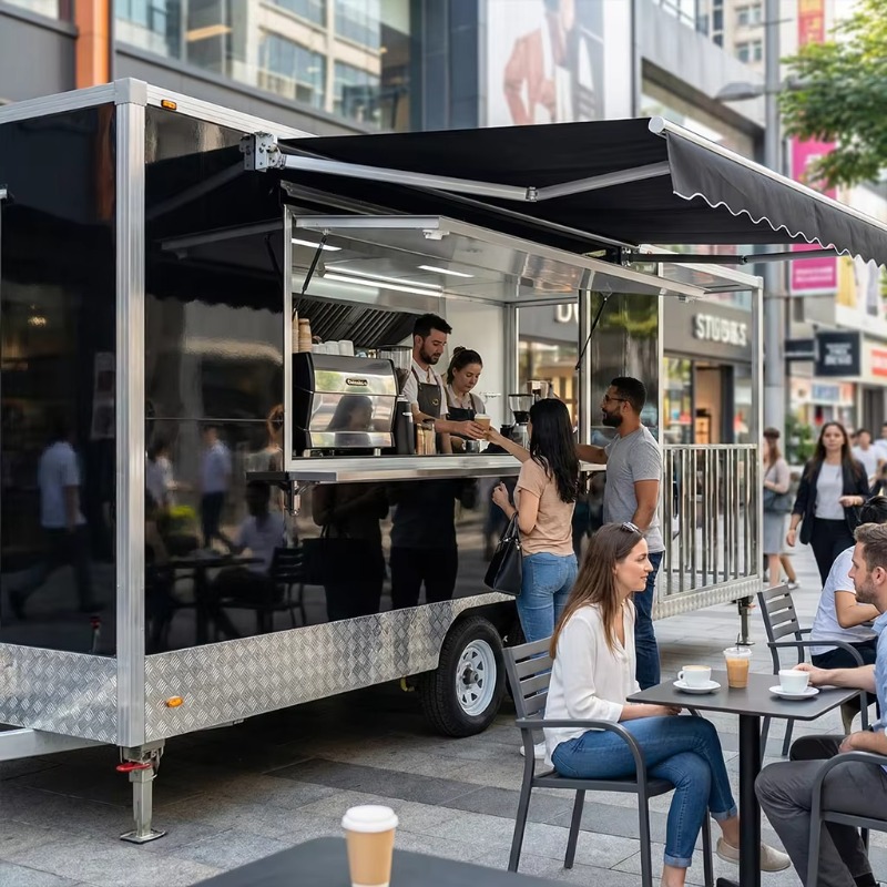 ビール アイス クリーム コーヒーのためのカスタマイズされた完全に装備された屋外移動式ケータリング トレーラー