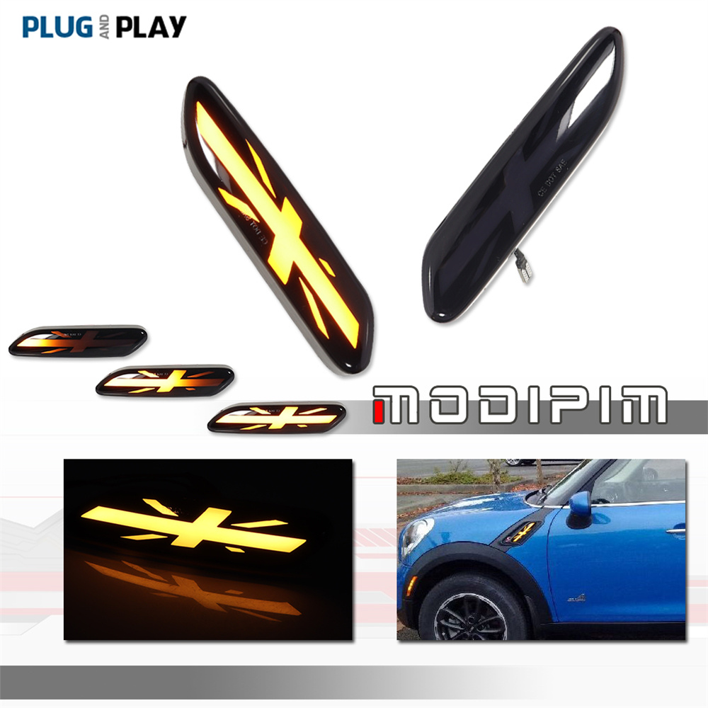 シーケンシャル点滅アンバー LED 車のフロントフェンダーサイドマーカーターンシグナルライトミニクーパー R60 同胞 R61 ペースマン 2011-2016