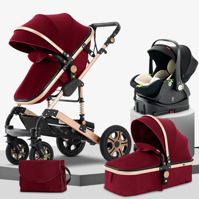3-in-1 ベビーカー カーシートセット、新生児用トラベルシステム、Isofix ベース付きベビーカー リバーシブルベビーカー最大 55 ポンド、折りたたみ式ベビーカースーツ新生児から幼児まで
