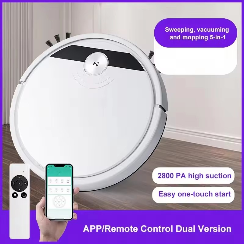 家庭用掃除ロボット 2800PA 3-in-1 スマートロボット掃除機、リモコン付き