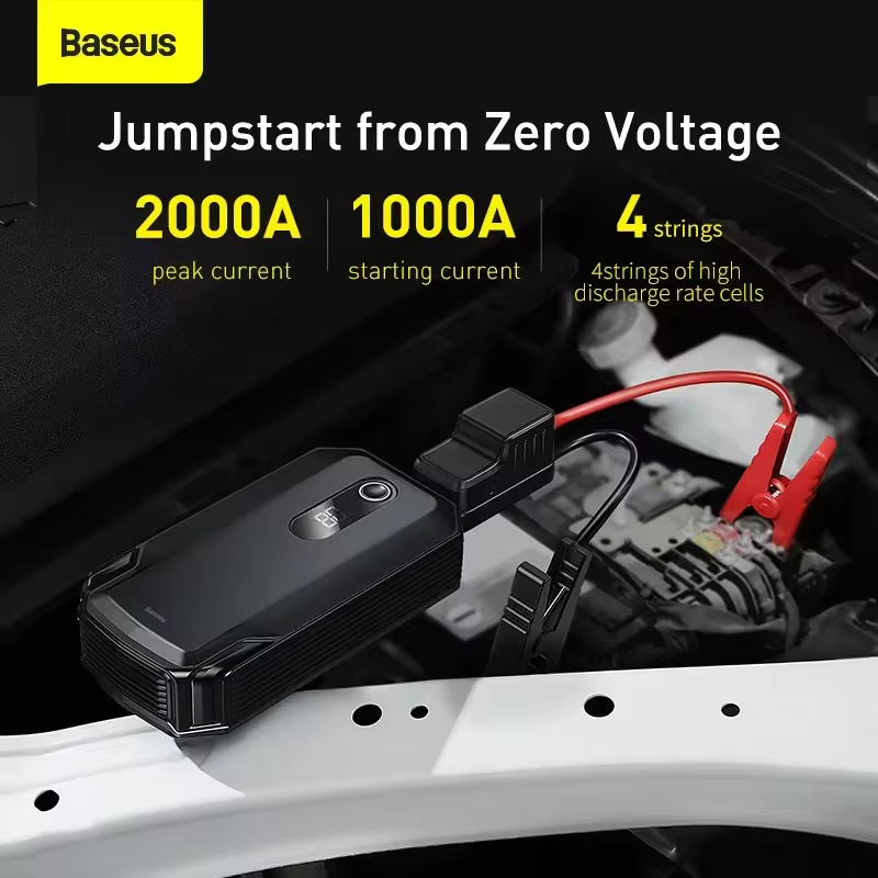 Baseus 車のジャンプスターター電源銀行 2000A/1000A 12V ポータブルバッテリー充電器自動 12V 緊急ブースター始動装置