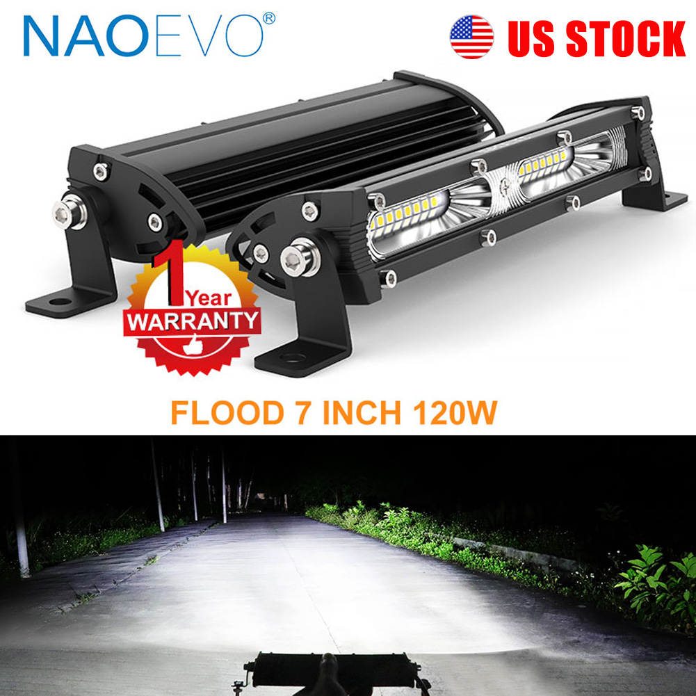 NAOEVO 4 × 4 オフロード Led ライトバースーパースリム 120 ワット 12 V 24 V 7 12 インチドライビングフォグ LED ワークランプ自動 ATV SUV トラクターボートジープ