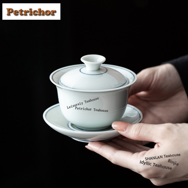 アンティークスタイル緑釉二重ラインgaiwanヴィンテージ茶チュリーン家庭用茶碗蓋キット製茶カバーボウルchaギフト