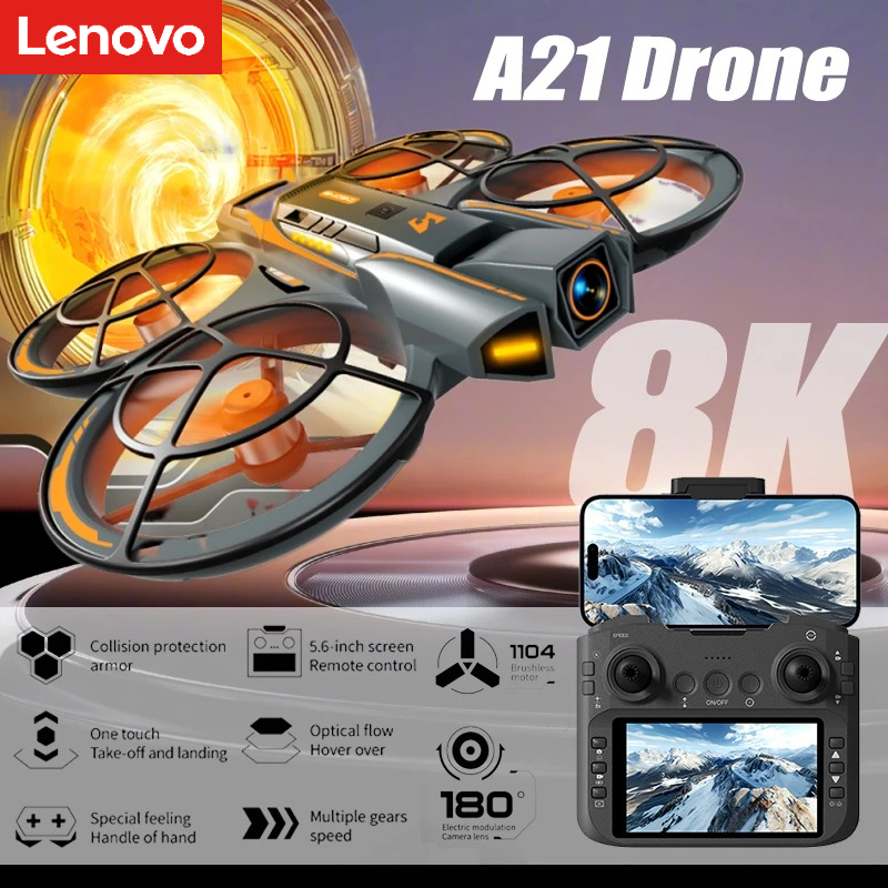 レノボ A21 プロドローン 8K プロフェッショナル 4K HD デュアルカメラスクリーン RC 5G ブラシレスモーター障害物回避 Quadcopter おもちゃ