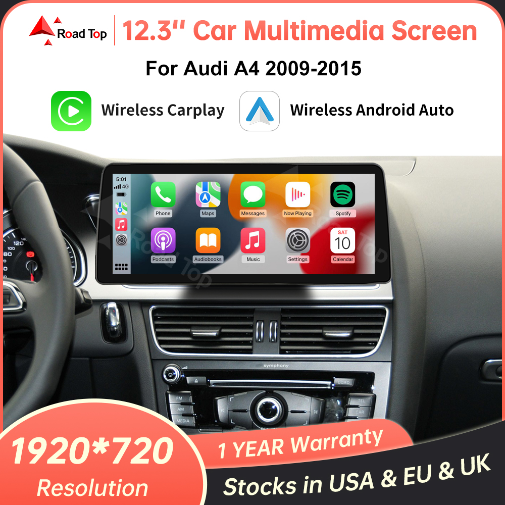 12.3 インチ超薄型車マルチメディア Linux タッチスクリーンアウディ A4 2009-2015 ワイヤレス CarPlay Android 自動 Airplay オートリンク
