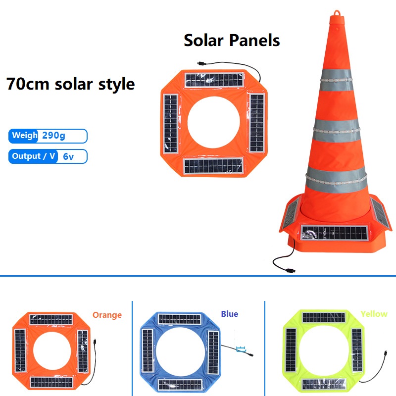70 センチメートルソーラースタイル LED 発光伸縮式障害物ポータブル折りたたみ交通安全反射コーン交通警告灯