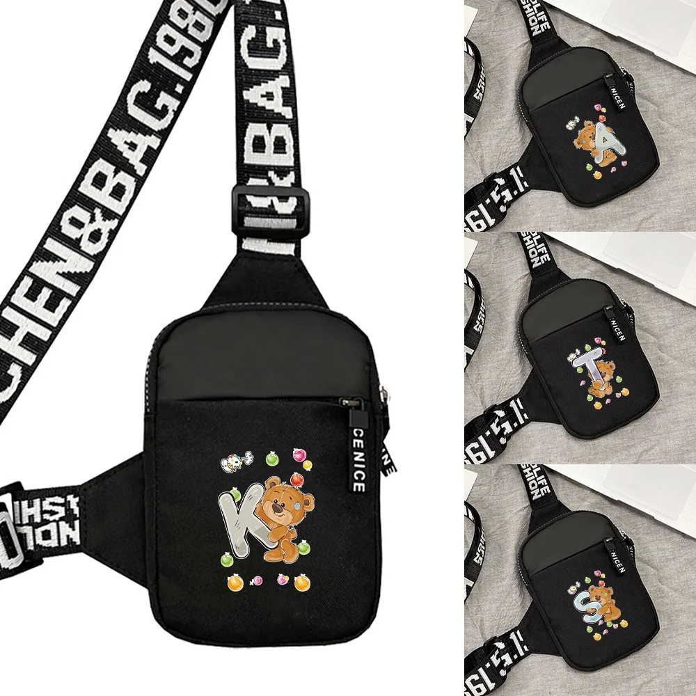 チェストバッグ レディース スポーツ フィットネス バッグ 財布 クマの文字 イニシャル名 Lettern パターン スポーツ ランニング チェスト パック メンズ用