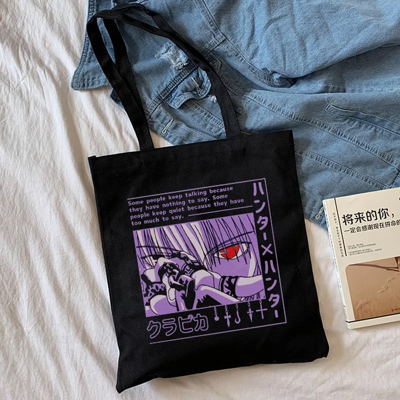 日本ハンター×ハンタークラピカアニメキャンバスバッグショッパーバッグ漫画レタープリント大容量パンクヴィンテージショルダーバッグ