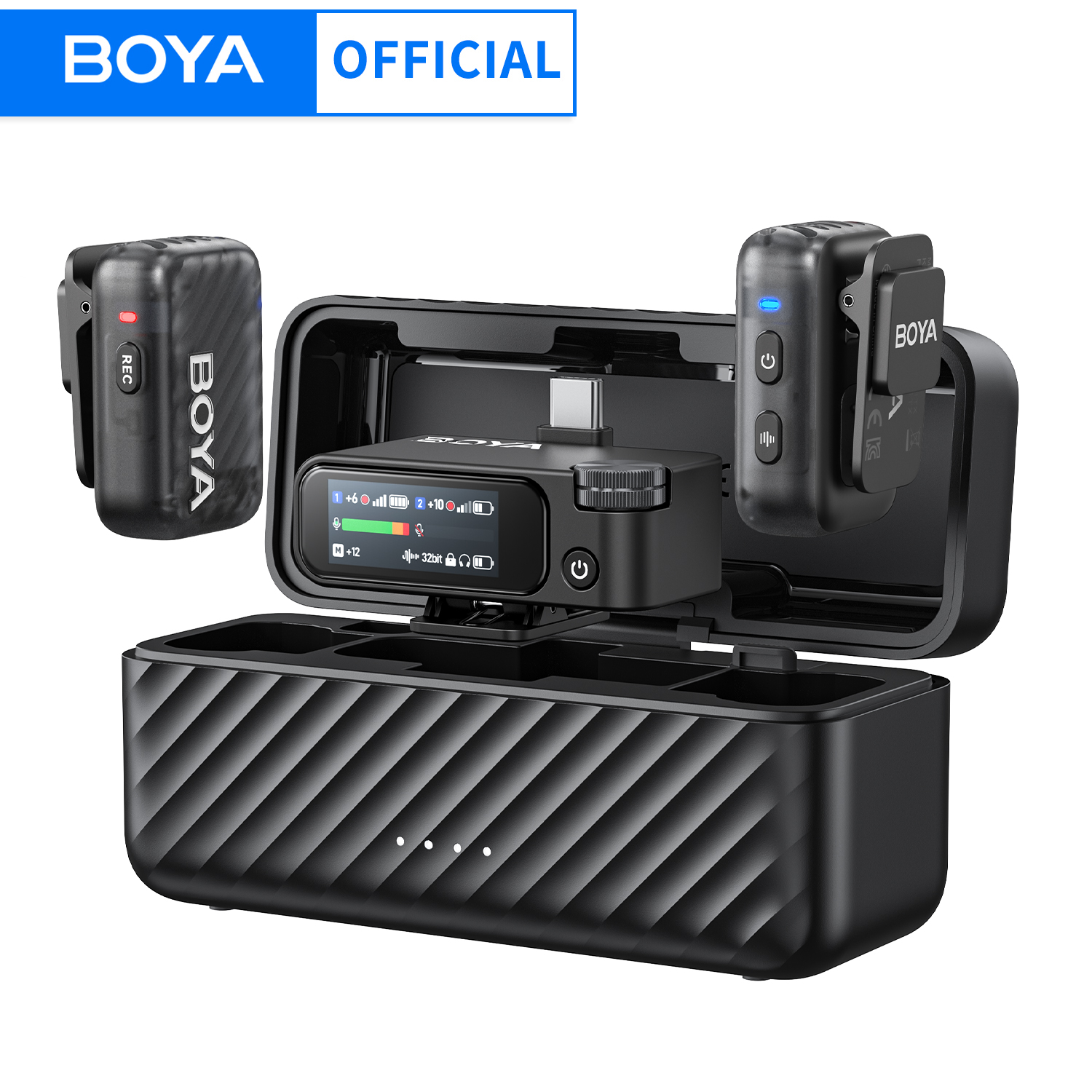BOYA BOYAMIC 2 プロフェッショナルワイヤレスラベリアラペルマイク iPhone USB-C Android カメラ用 ライブストリーミング録画 Vlog用