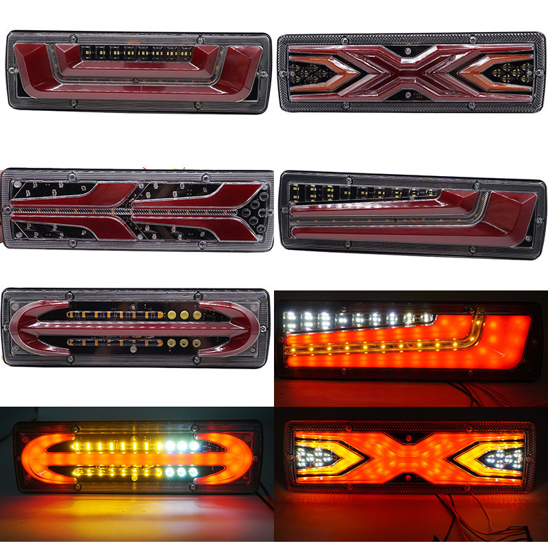 新しいダイナミック LED トラックテールライトターンシグナルリアブレーキライトリバース信号ランプ 12/24V トレーラートラックバスキャラバンキャンピングカーランプ