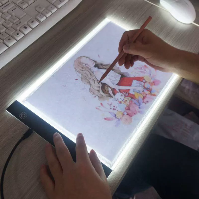 A4 子供製図板 3 レベル調整可能な明るさ非調光 LED 図面コピーテーブル透明コピーテーブル