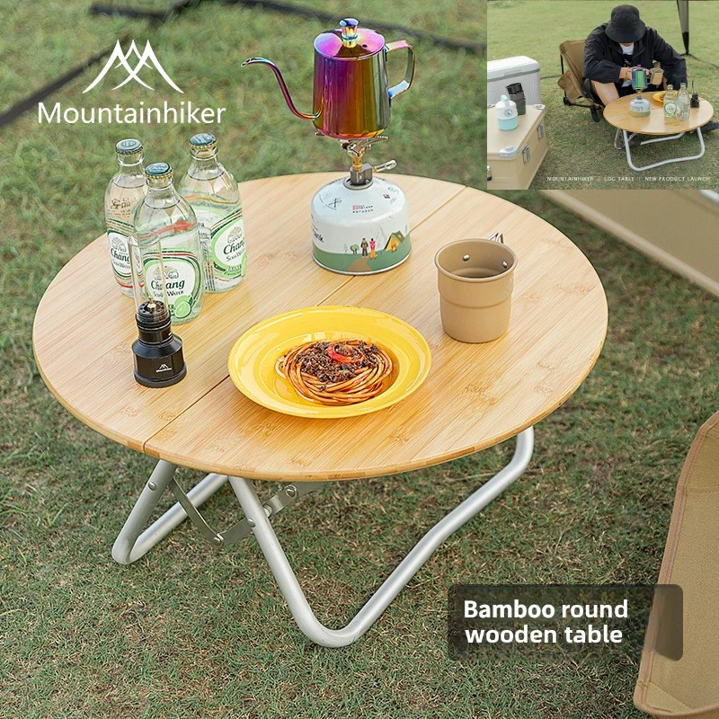 MOUNTAINHIKER アウトドア キャンプ 竹製折りたたみテーブル ポータブル折りたたみテーブル アウトドア ダイニングテーブル ピクニック BBQ テーブル クイックストレージ