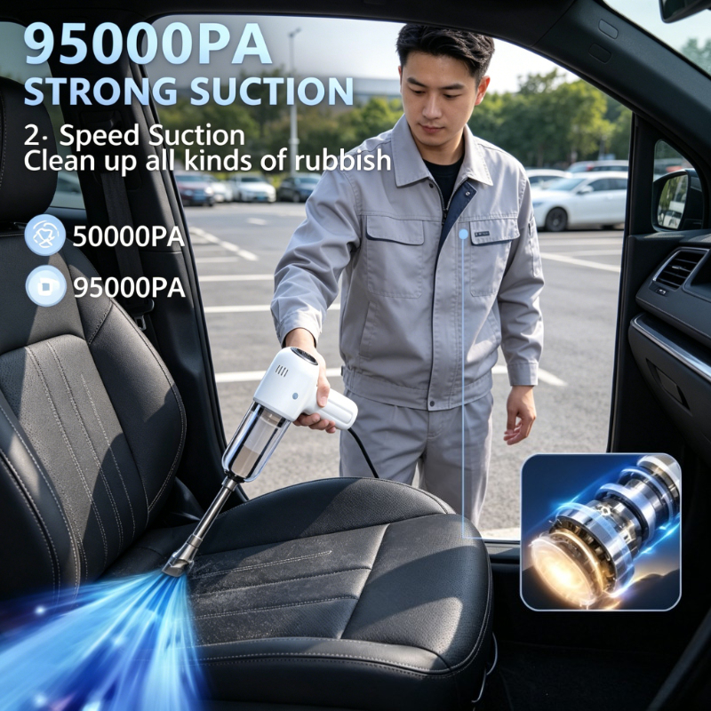 車の掃除機ワイヤレスポータブル掃除機車 95000PA ハイパワーミニハンドヘルド車の掃除機送風機 2 で 1