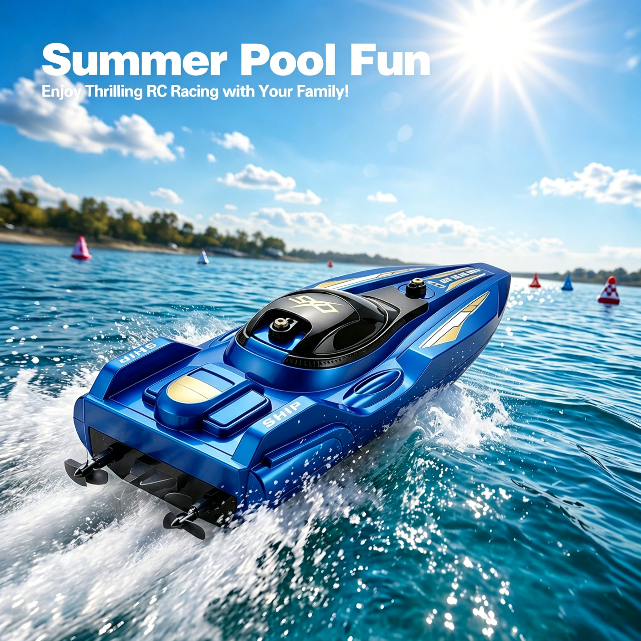 New2.4G ミニ RC レーシングボート、デュアルモーター防水スピードボート、子供と大人向けの屋外水おもちゃ