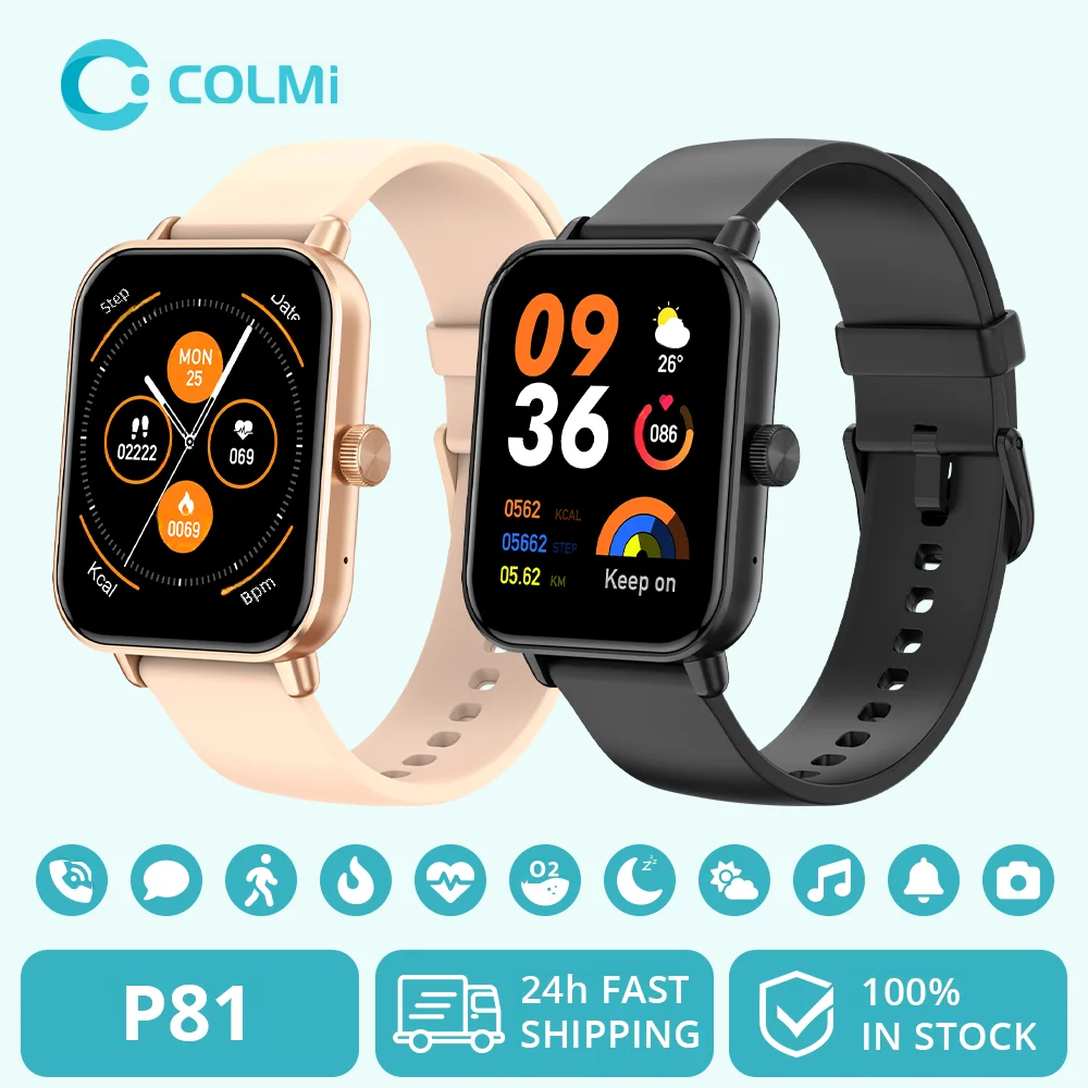 COLMI P81 音声通話スマートウォッチウルトラ 1.9 インチ画面 24 時間ヘルスモニター 100 スポーツモード、Bluetooth スマートウォッチ男性女性
