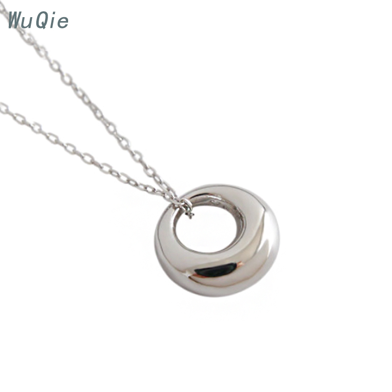 Wuqie ファッションシンプルなゴールドメッキジュエリーラウンドペンダントネックレスリアル 925 スターリングシルバージュエリービジューファム