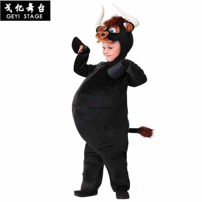 新しいハロウィンパーティー衣装男の子子供子供黒動物フェルディナンド雄牛コスプレカーニバル衣装漫画オーバーオール