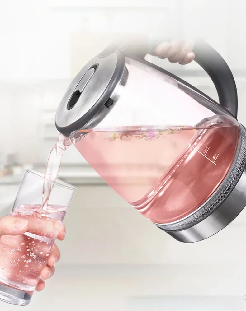 電気ガラスケトル 1.5L ホウケイ酸ティーポット 加熱ベース付き 高速沸騰給湯器 ホームオフィスティーコーヒー用