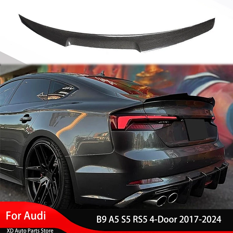 アウディ B9 A5 S5 RS5 4 ドア 2017-2024 リアトランクスポイラーウイングトランクトップウイングテールリップスポイラーディフ​​ューザー自動車部品