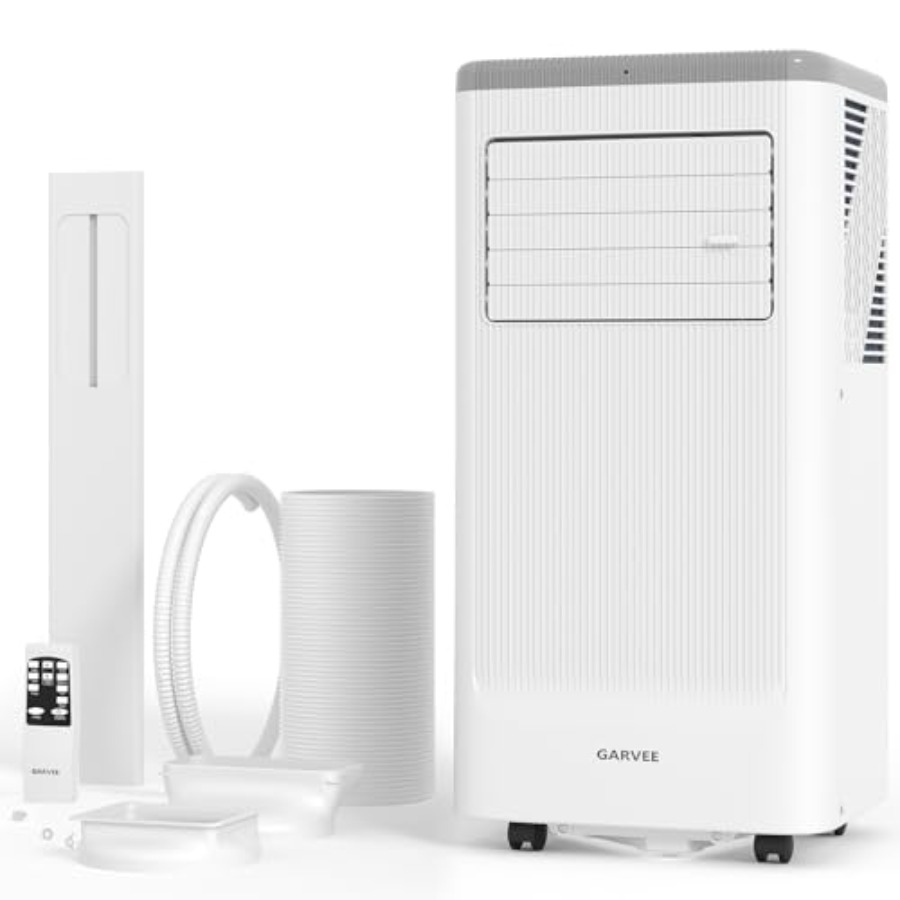 家庭用ポータブルエアコン、ホワイトグレーのABSプラスチック、8000 BTUの冷却能力、48dBの静かな動作、除湿器