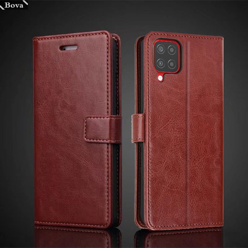 カードホルダーカバーレザーケース三星銀河 A12 Pu レザーフリップカバーレトロ財布電話ケース A12 ビジネス Fundas Coque