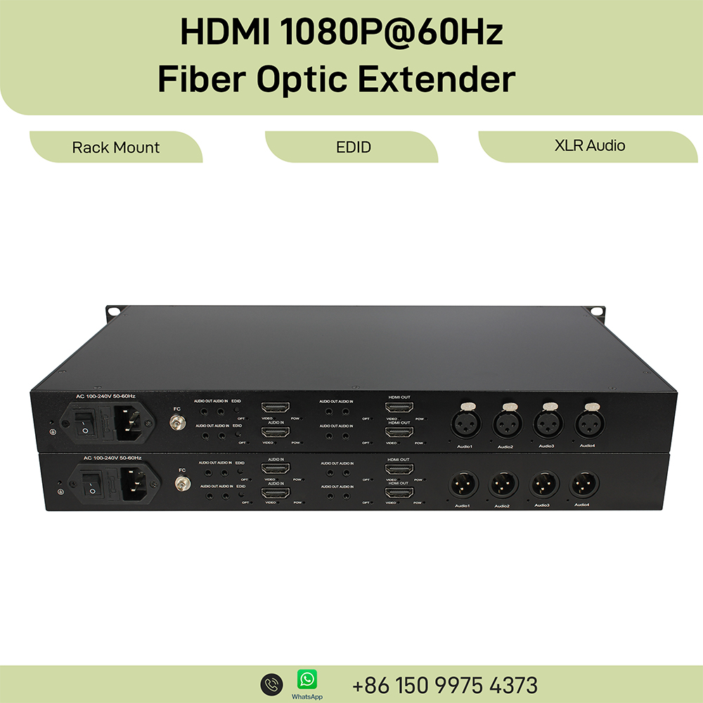 4CH 12G-SDI 光ファイバーエクステンダー 4K 60Hz 4XLR オーディオラックマウント付き シングルモード 20KM LC 非圧縮 OB バンライブブロードキャスト用
