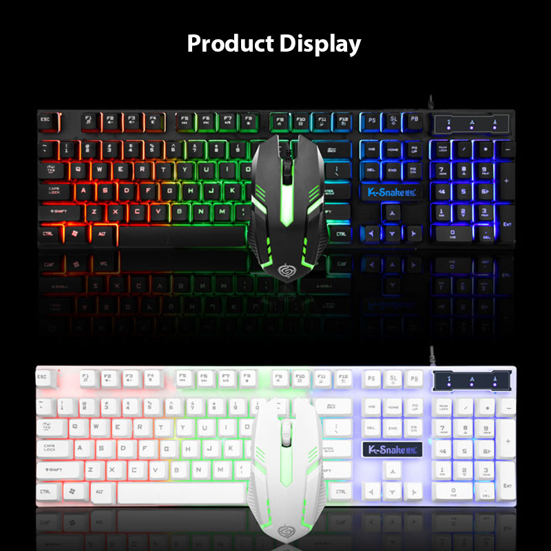 KM320 キーボードとマウス セット防水発光ゲーム バックライト付きキーボード