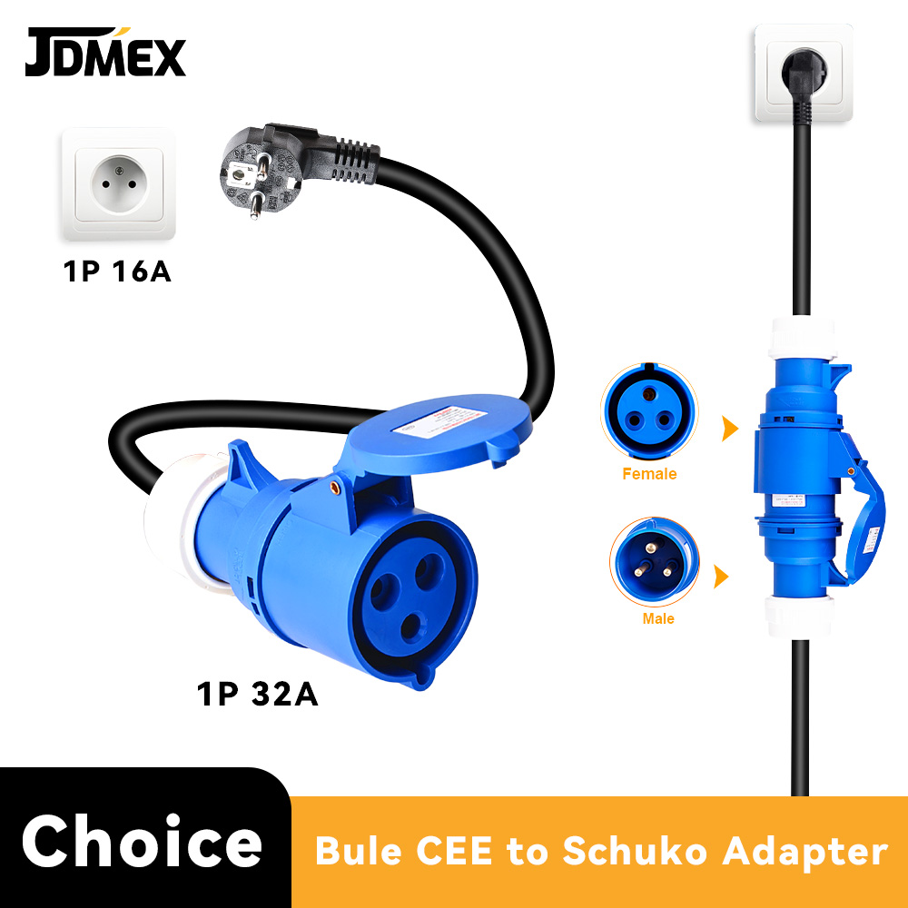 JDMEX CEE EV 充電器プラグコネクタ CEE メスプラグ 3 ピン CEE から Schuko アダプタ 32A 1 相 7KW 充電器電気自動車用