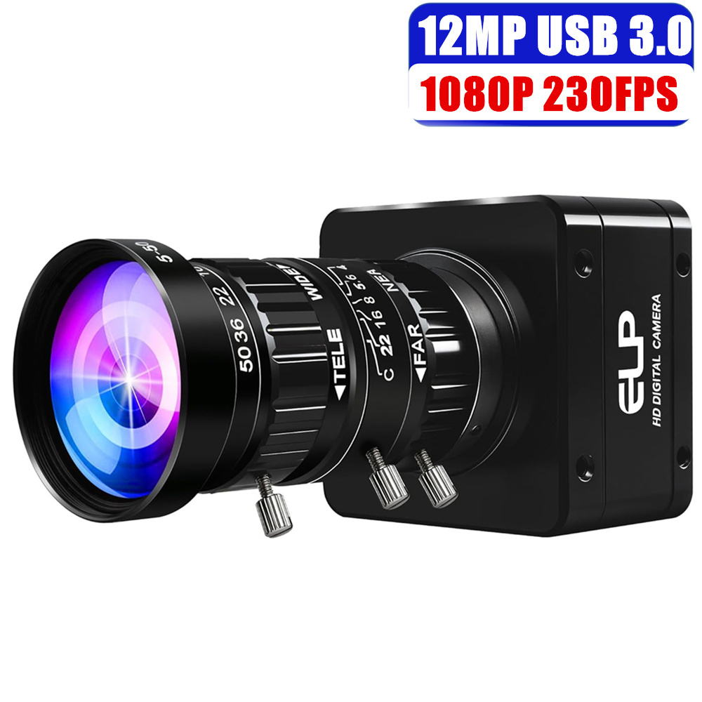 ELP 1080P 230fps 4K 60fps 12MP IMX577 USB 3.0 カメラ 5-50mm10X ズームレンズ付き ロボット動作解析用高速 UVC ウェブカメラ