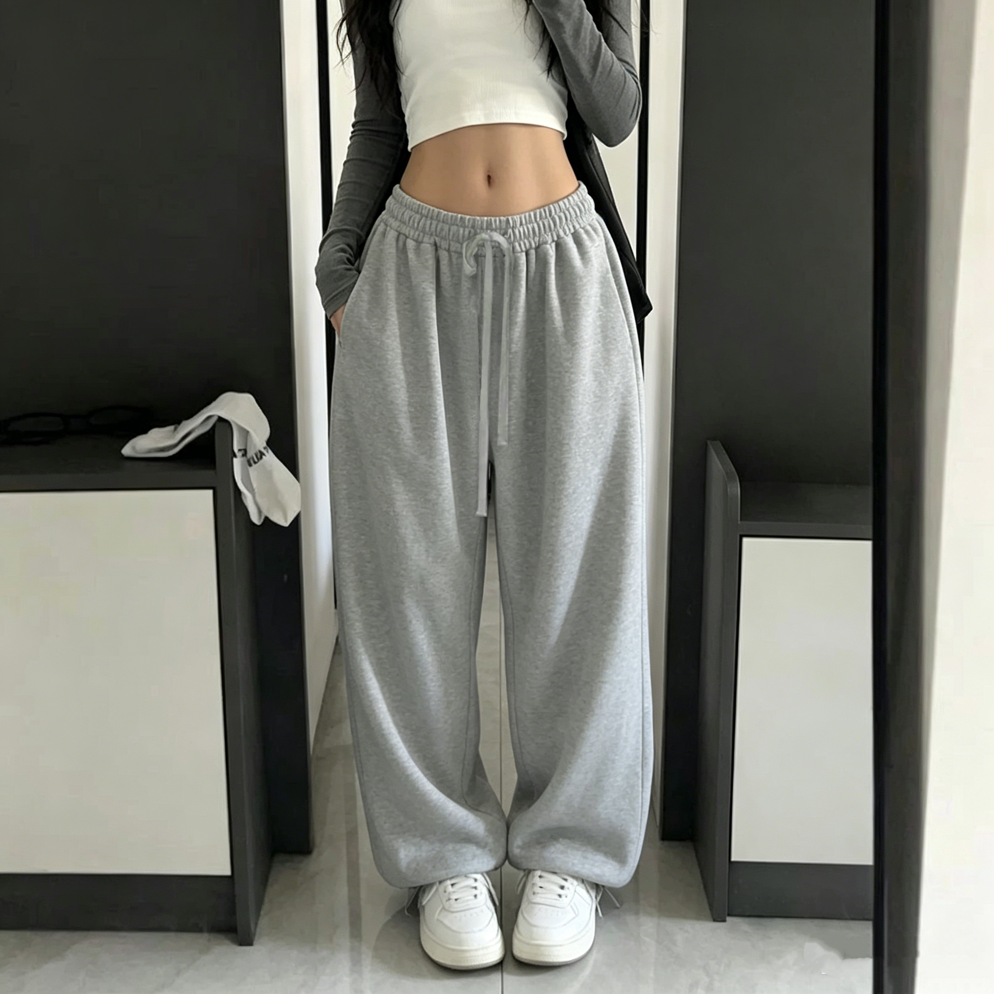 女性カジュアルヴィンテージ巾着パンツ Y2k ファッション固体ジョギングスウェットパンツ女性韓国シックなストリートハイウエストジャズズボン