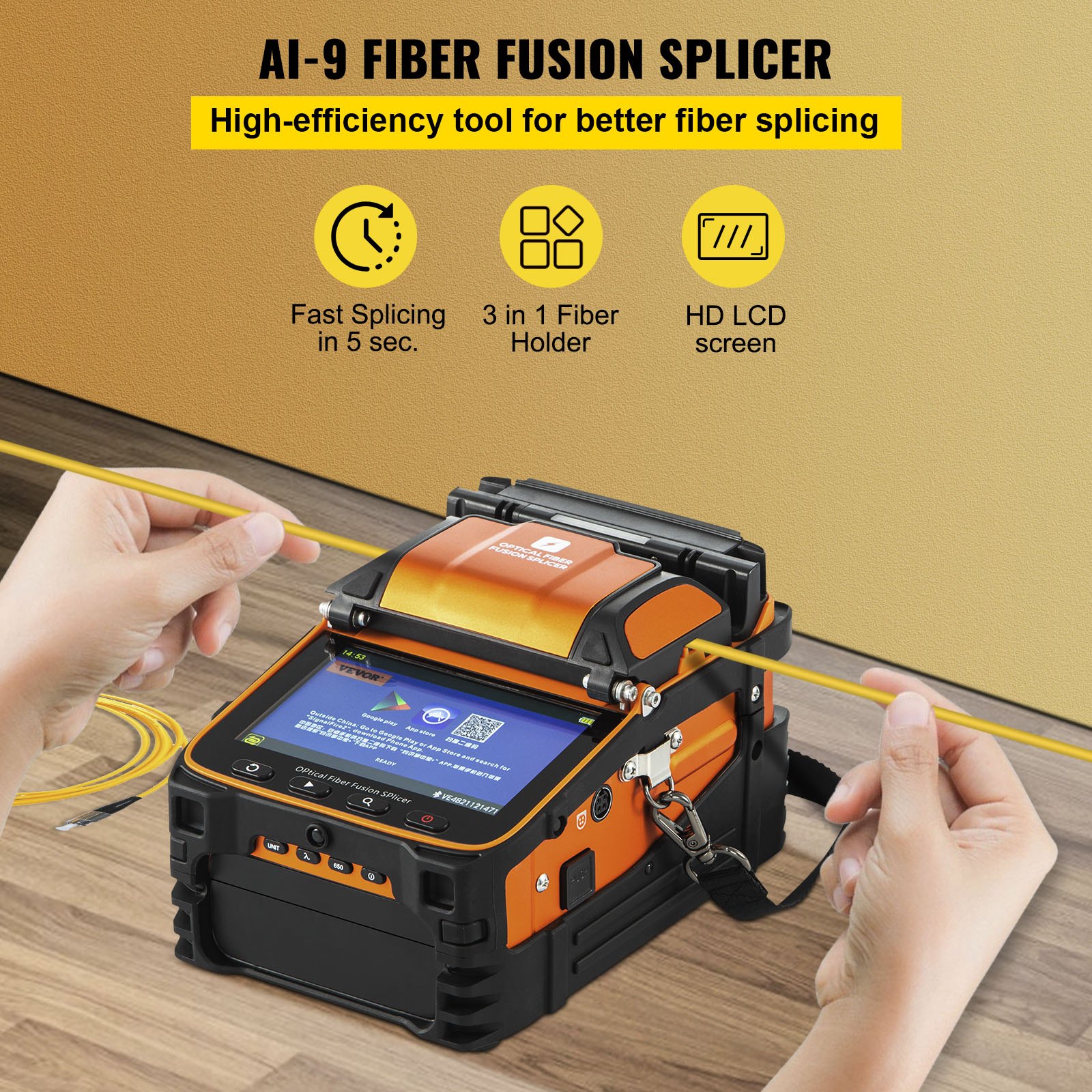Signalfire AI-9 6 モーター光ファイバー 6 モーター融着接続機高速 Fibra Optica ツール光ファイバーツール溶接機送料無料