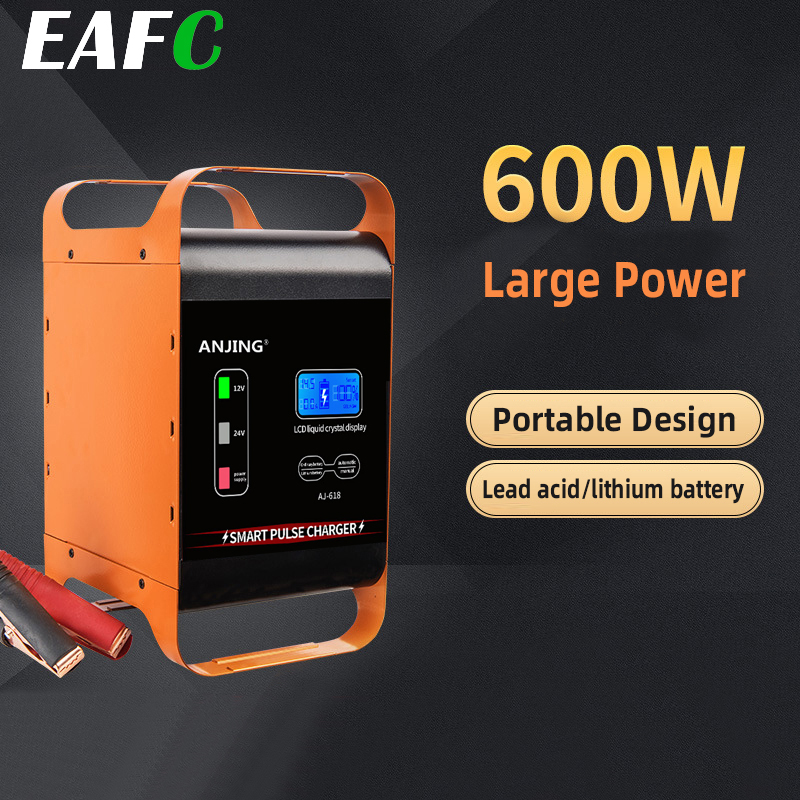 EAFC 12V-24V 車の充電器ハイパワー 600 ワット 400 ワット SUV トラック急速充電バッテリー充電器 LCD ディスプレイ車の鉛酸バッテリー充電器