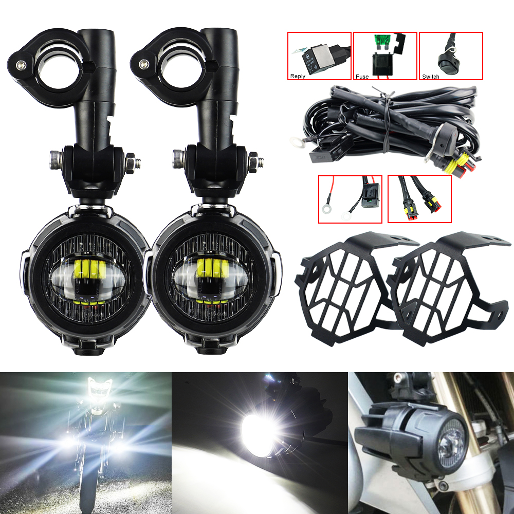 オートバイ補助ヘッドライトフォグランプスポットライトアクセサリー R1200GS F800GS K1600 ユニバーサルオートバイ 40 ワットフォグランプ