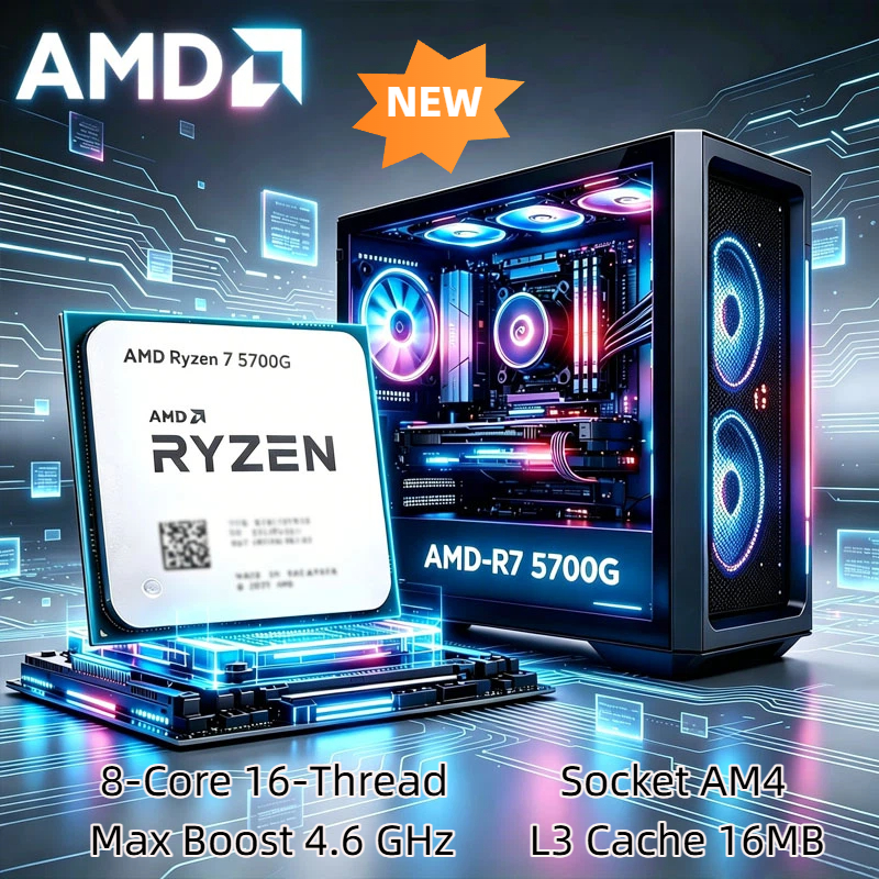 AMD Ryzen 7 5700G 100% 新品 AMD R7 5700G CPU 4.6GHz 8 コア 16 スレッド 16MB L3 キャッシュ ソケット AM4 プロセッサ (パッケージなし)