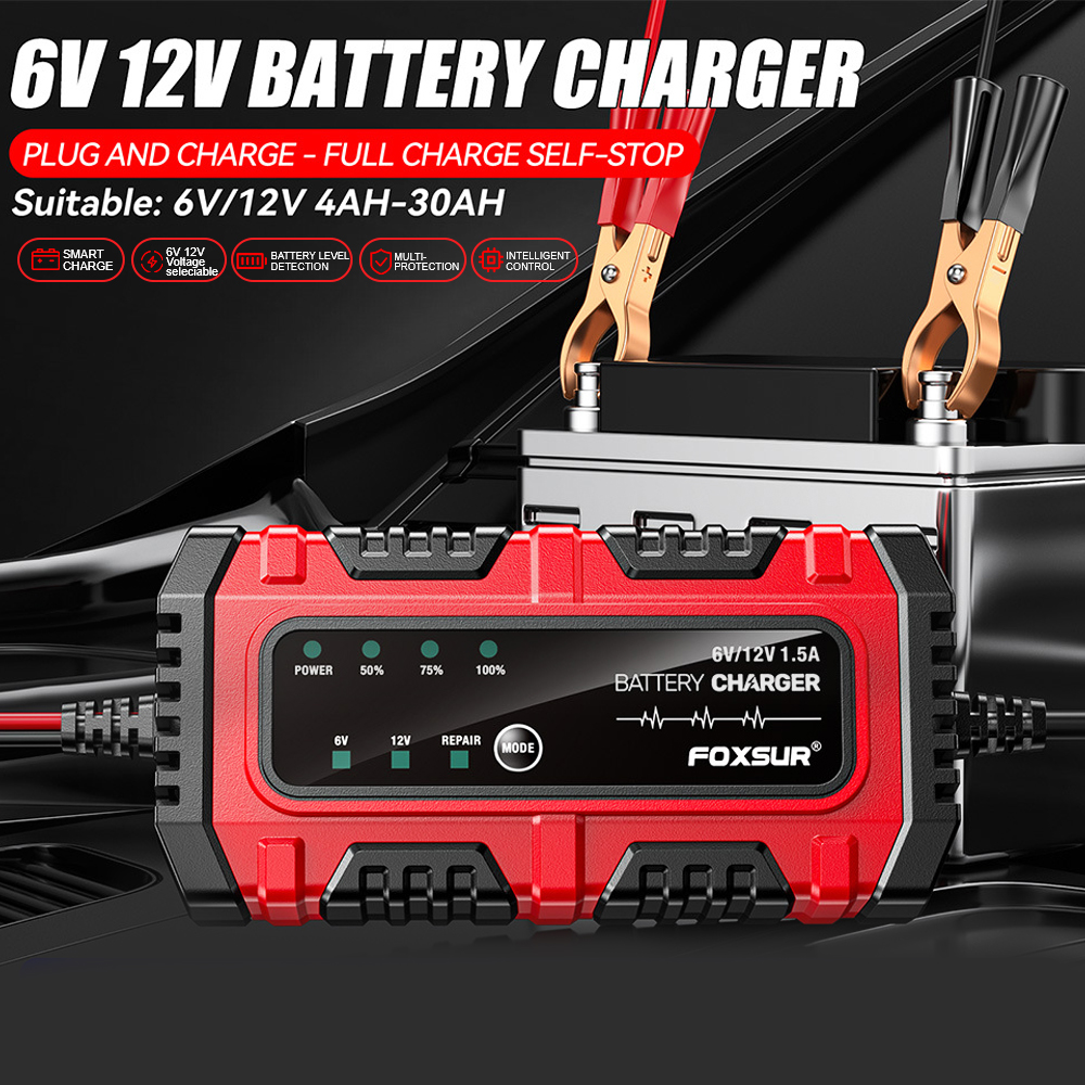フルインテリジェントインテリジェントパルス修理鉛酸バッテリー充電器 6 V/12 V 1.5A 多重保護車オートバイバッテリー