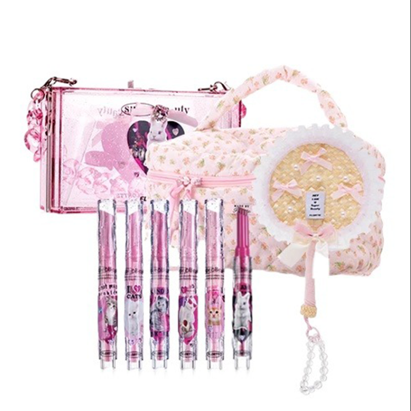 FLORTTE ソリッドリップグロス 6 色口紅ファインスパークリング口レッド釉薬ギフトボックス 9 個セット化粧バッグオールインワンメイクアップキット