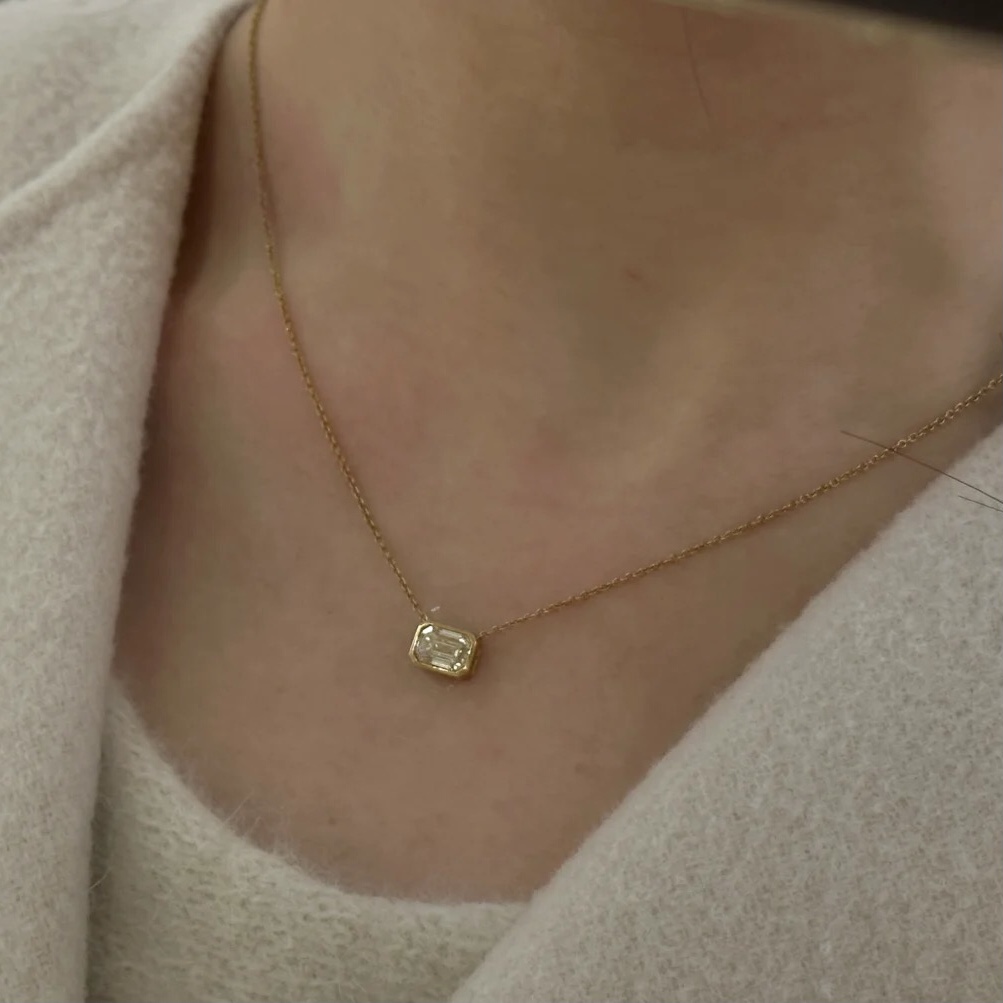 Anster ジュエリー卸売価格 0.5ct エメラルド カット ラボ グロウン ダイヤモンド ペンダント ネックレス IGI カスタマイズされた 18 K ゴールド ファインジュエリー