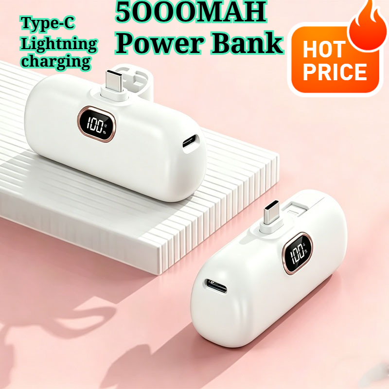mini20W 急速充電パワーバンク、5000mAh カプセルパワーバンク、iPhone 17/16/15/14 Xiaomi/Samsung/Huawei/Android 携帯電話/VIVO