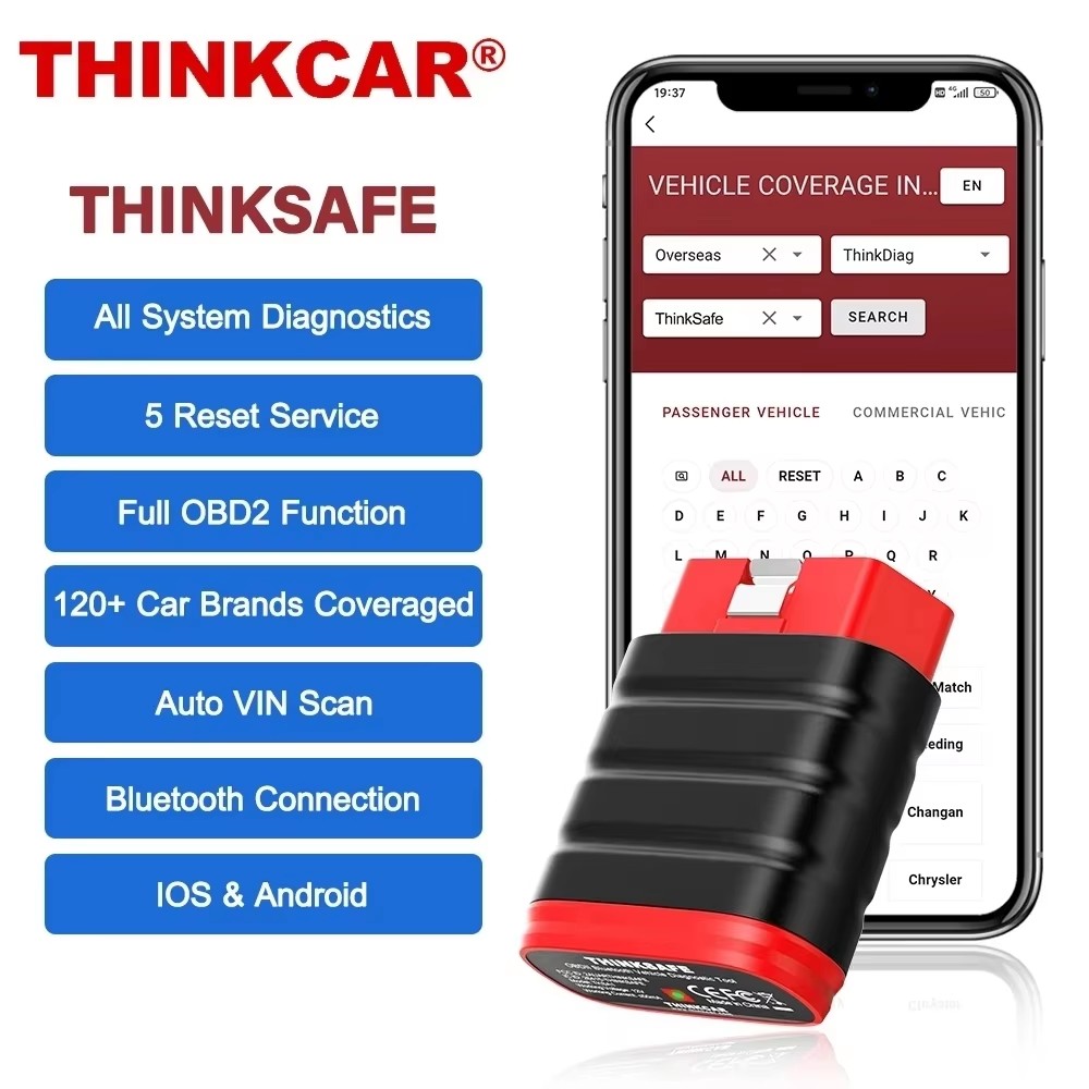 THINKCAR THINKSAFE Bluetooth OBD2 自動車スキャナー すべてのシステムすべてが無料で 6 リセット 双方向 OBD 2 車診断ツール