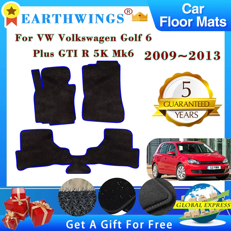 車のフロアマットフォルクスワーゲン VW ゴルフ 6 プラス GTI R 5K Mk6 5 ドア 2009-2013 ラグパネル保護パッドフットパッドアクセサリー