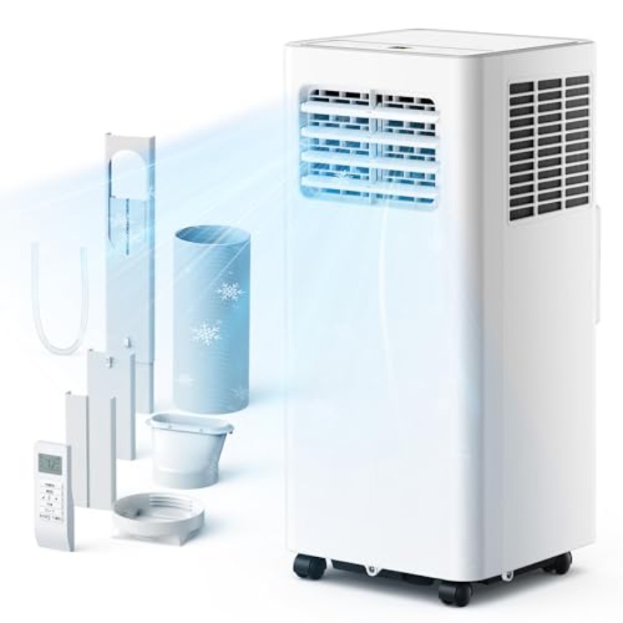 寝室用ポータブルエアコン、ABS プラスチックハウジング、白色、4-in-1 機能を備えた 8000 BTU 冷却能力