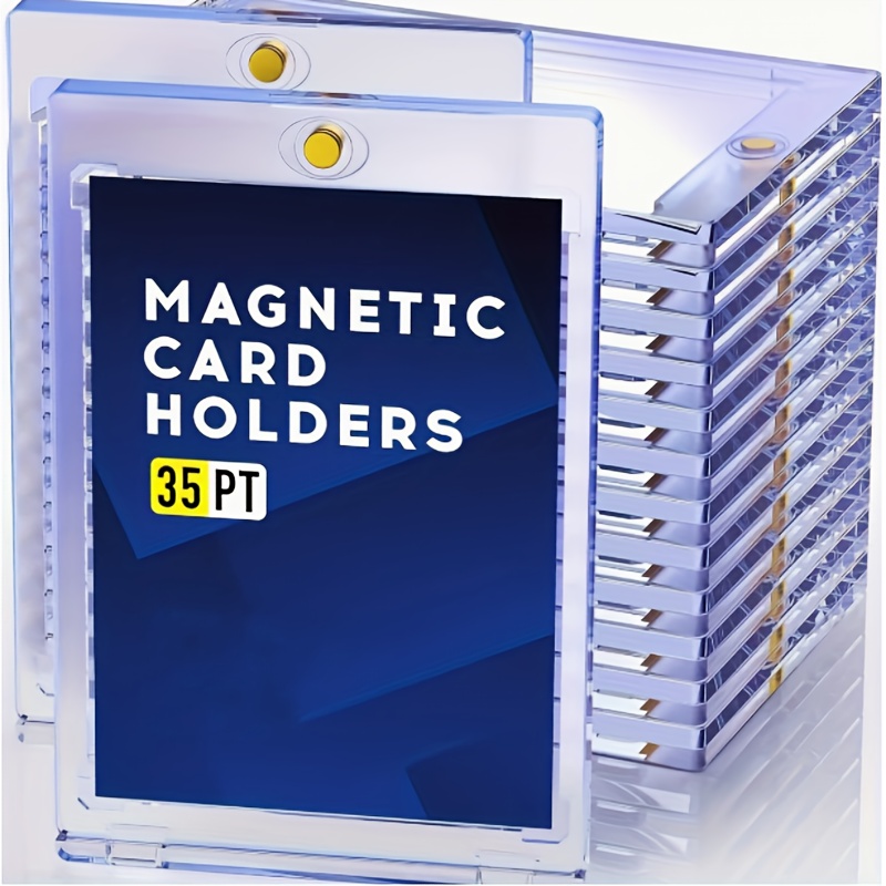 10 Pieces of 35Pt Clear Magnetic Card Storage Boxes, Hard Plastic Storage Boxes, Uv-Resistant Acrylic Magnetic Card Holders, with Magnetic Top Closure, Ideal for Baseball Cards, Perfect for Collectors