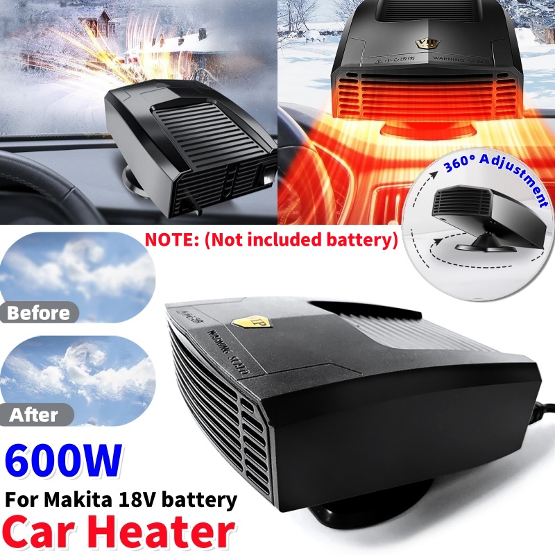 1 個カーヒーター冷却ファントラック電気ヒーター 600 ワットフロントガラスデフロスターマキタ 18V バッテリー用 (バッテリーは含まれません)