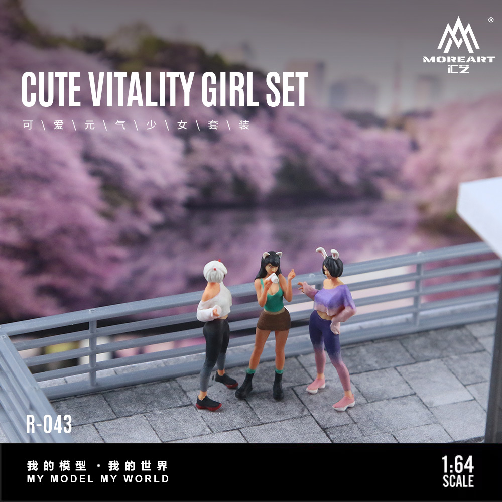 More Art 1:64 キュートでエネルギッシュな女の子フィギュアセット、ギフト用樹脂装飾フィギュアモデル
