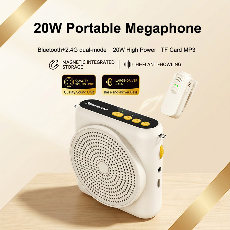 20 ワットポータブルメガホンワイヤレスラベリアマイク教師用音声アンプ BT5.1 2.4 グラム 2 モード TF カード MP3 スピーカー