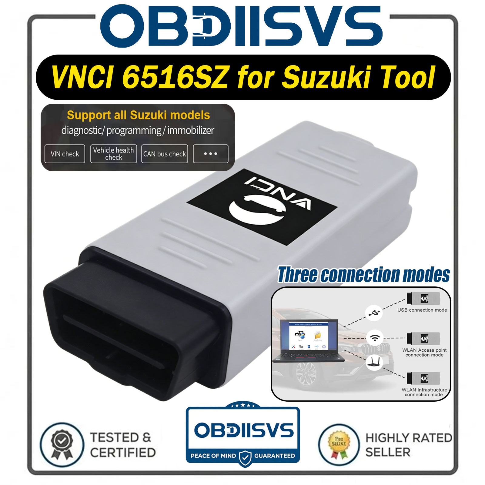 VNCI 6516SZ スキャン自動車 OBD2 診断プログラミングイモビライザー WLAN アダプタ STD2 OEM ソフトウェア OBDII スキャナ用スズキ