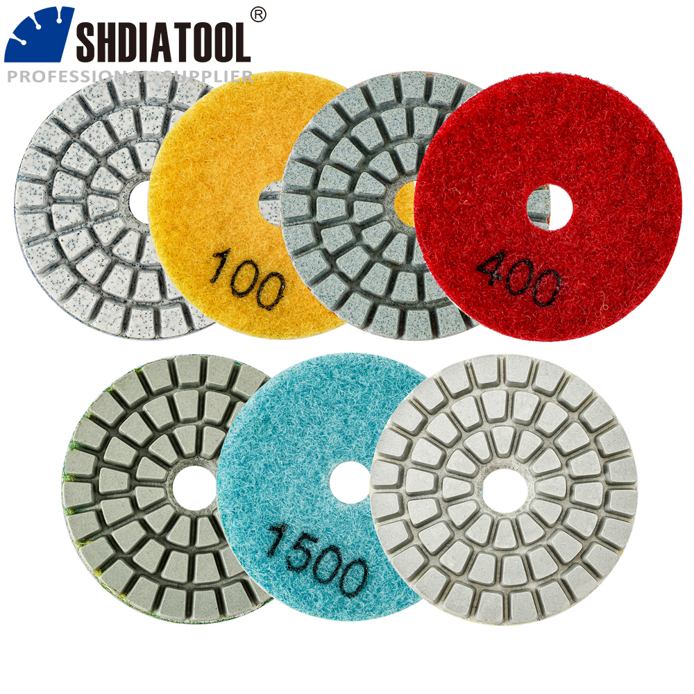 SHDIATOOL ミニダイヤモンド研磨パッドセット 7 個 Dia50mm ウェット樹脂サンディングディスク花崗岩大理石用 2 インチ柔軟なポリッシャーパッド
